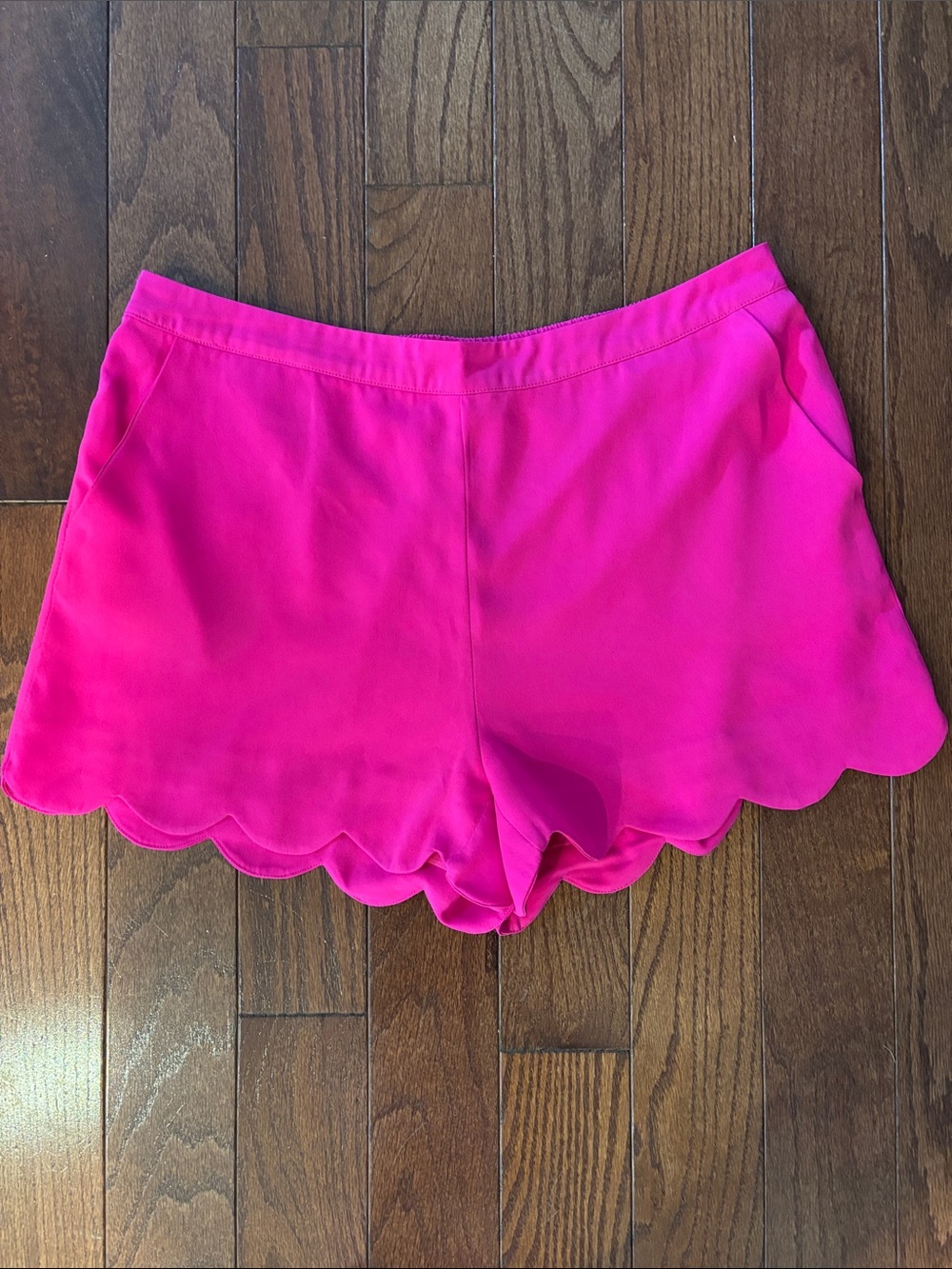 Naked Zebra Scalloped Hem Shorts — Hot Pink